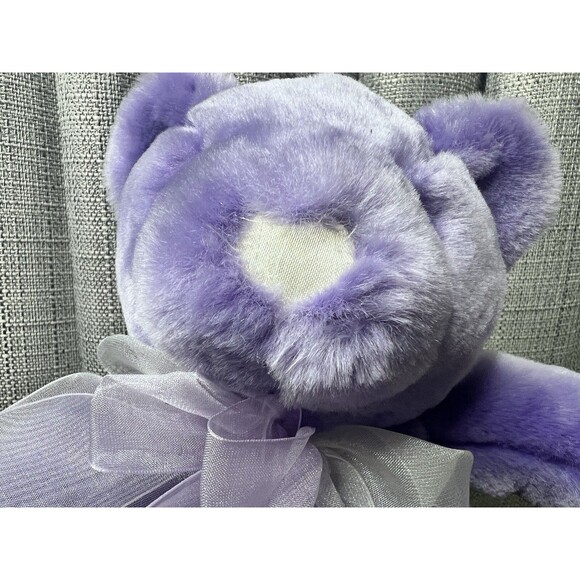 Commonwealth Purple Bear Plush Stuffed Animal Toy Teddy Bow Heart Nose 10 Inch - Picture 2 of 13